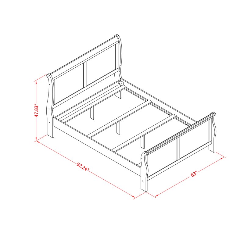 East West Furniture Louis Philippe Traditional Wood Queen Bed in Phillip Walnut