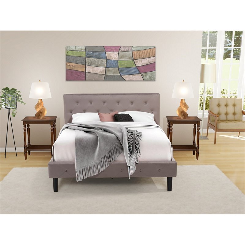 East West Furniture Nolan 3-Piece Wood Queen Bedroom Set in Brown/Mahogany