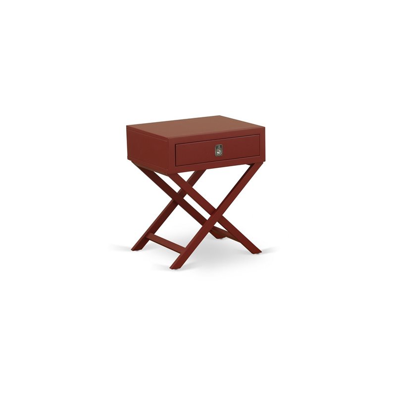 East West Furniture Nolan 3-Piece Wood Queen Bedroom Set in Brown/Burgundy