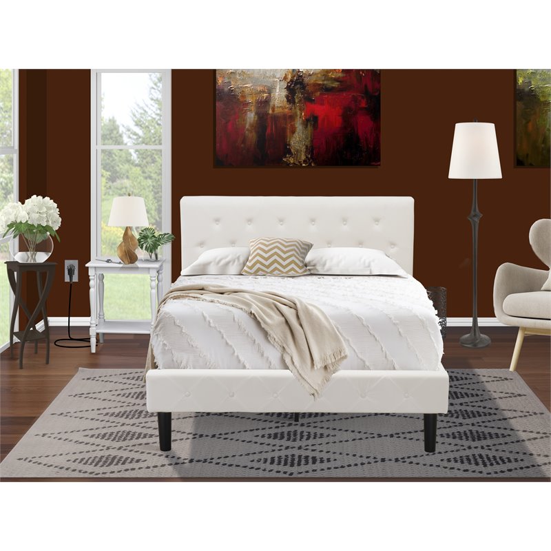 East West Furniture Nolan 2 Pieces Wood Full Bedroom Set in White/Gray
