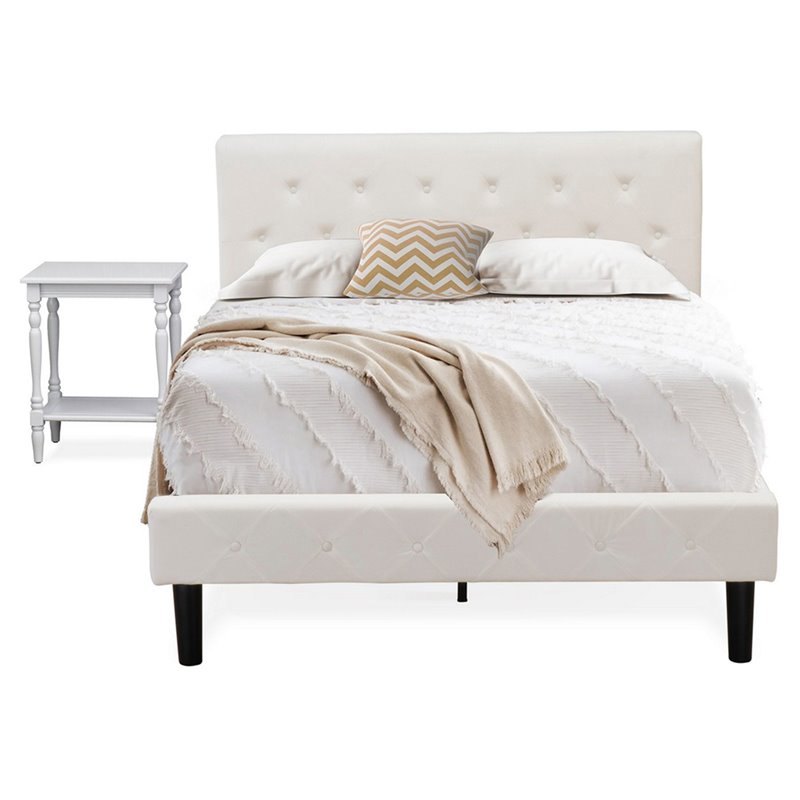 East West Furniture Nolan 2 Pieces Wood Full Bedroom Set in White/Gray
