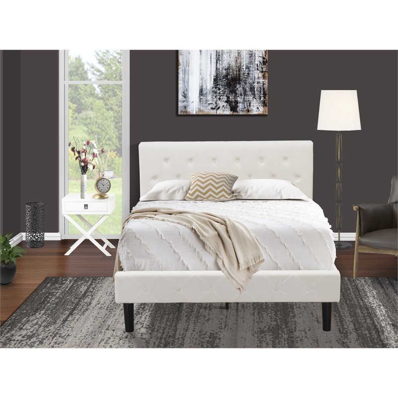 East West Furniture Nolan 2-Piece Wooden Full Bedroom Set in White