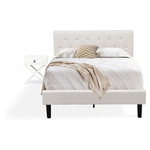 East West Furniture Nolan 2-Piece Wooden Full Bedroom Set in White