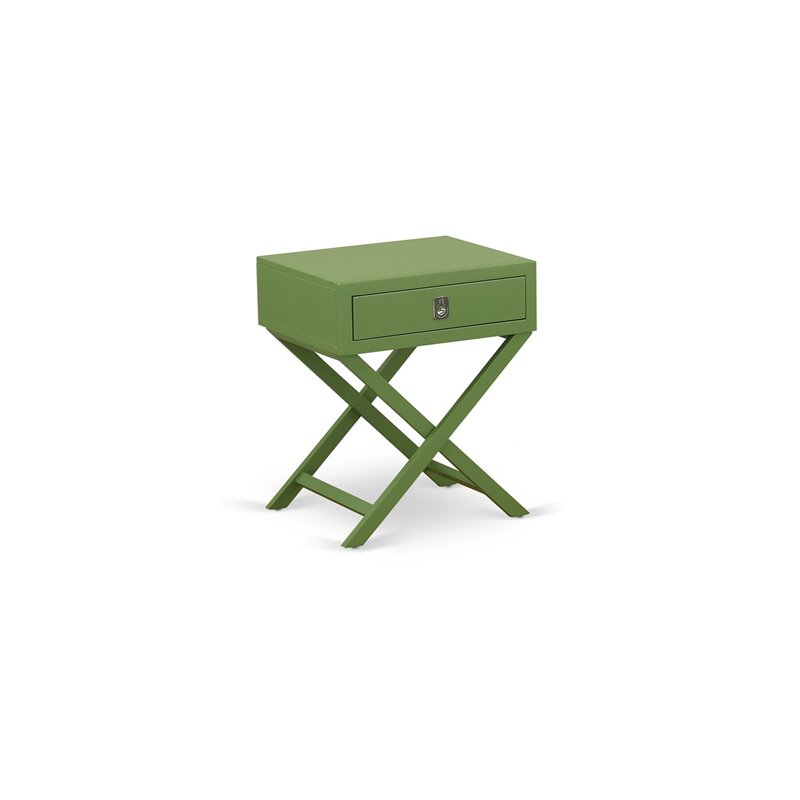 East West Furniture Nolan 2-Piece Wooden Full Bedroom Set in White/Clover Green