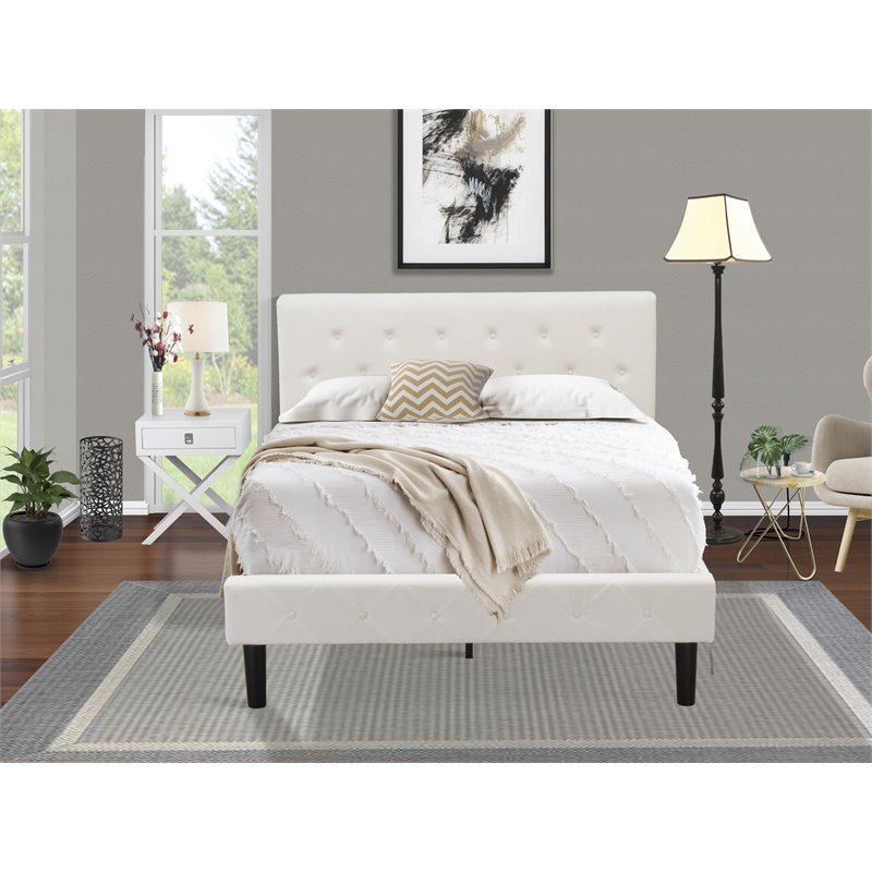 East West Furniture Nolan 2-Piece Wooden Full Bedroom Set in White/Urban Gray