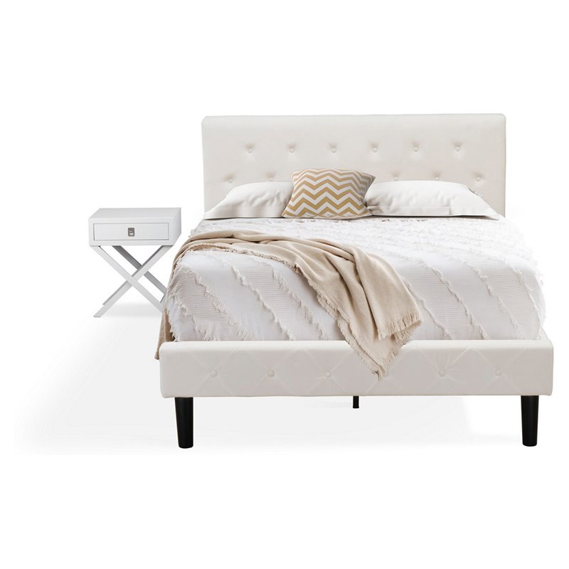 East West Furniture Nolan 2-Piece Wooden Full Bedroom Set in White/Urban Gray