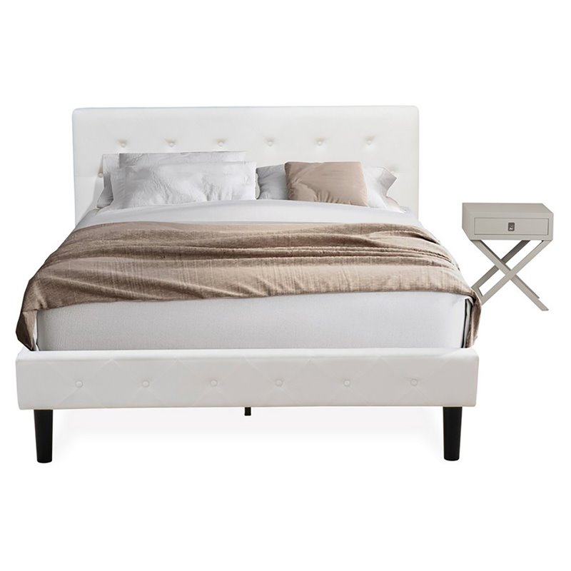 East West Furniture Nolan 2-Piece Wooden Queen Bedroom Set in White/Urban Gray