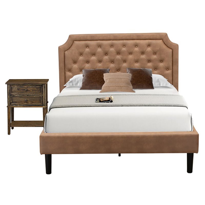 East West Furniture Granbury 2 Pieces Wood Full Bedroom Set in Jacobean/Brown