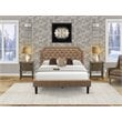 East West Furniture Granbury 3 Pieces Wooden Queen Bedroom Set in Jacobean/Brown