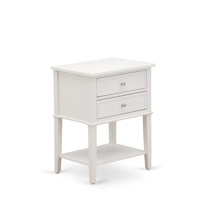 East West Furniture Nolan 2-Piece Wood Full Bedroom Set in White/Butter Cream