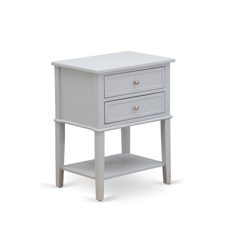 East West Furniture Nolan 2-Piece Wood Full Bedroom Set in White/Urban Gray