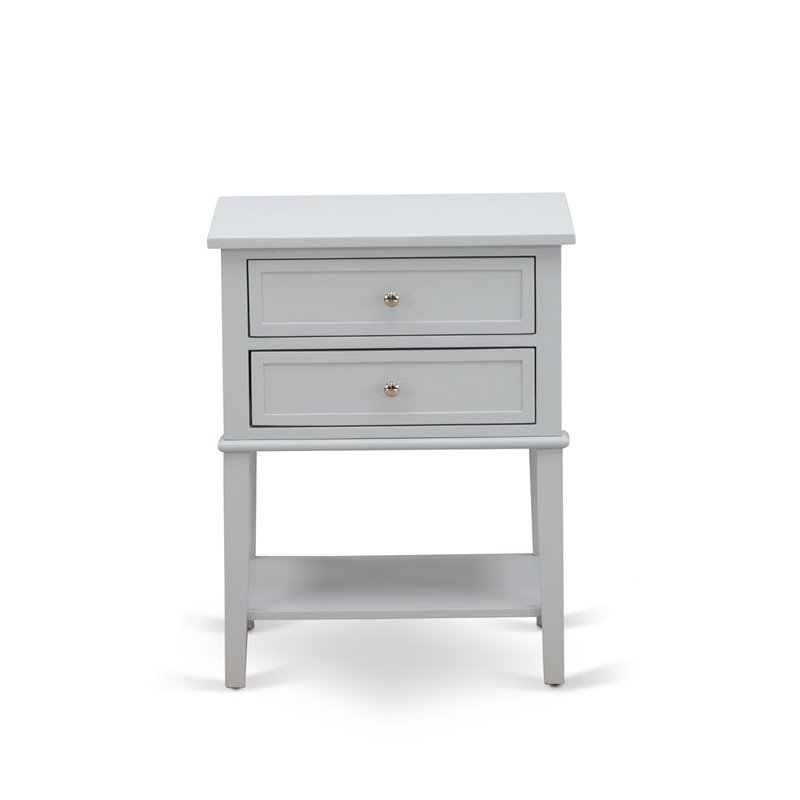 East West Furniture Nolan 2-Piece Wood Full Bedroom Set in White/Urban Gray