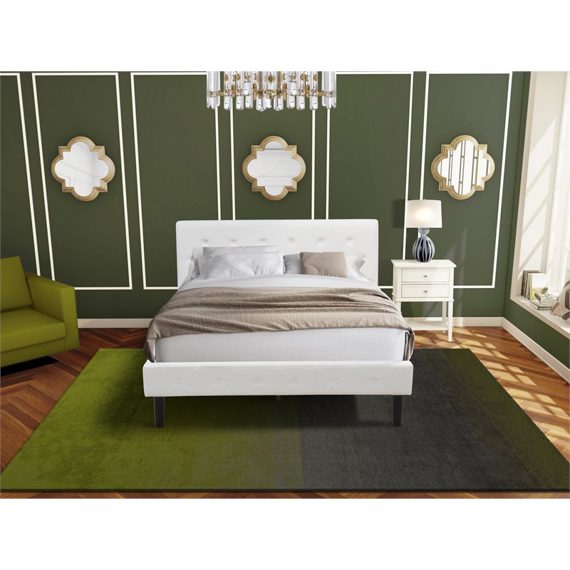 East West Furniture Nolan 2-Piece Wood Queen Bedroom Set in White/Butter Cream