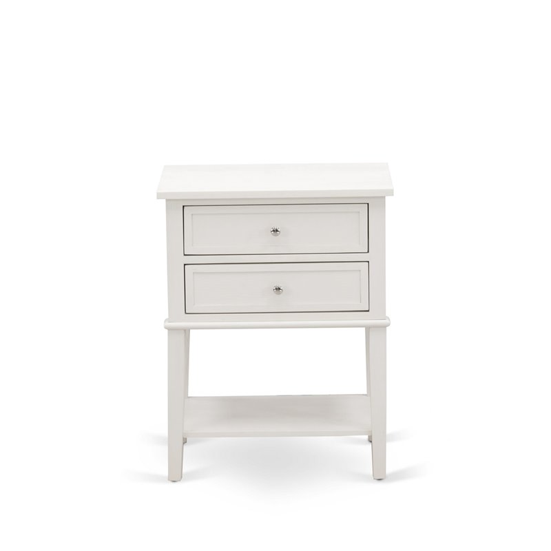 East West Furniture Nolan 2-Piece Wood Queen Bedroom Set in White/Butter Cream