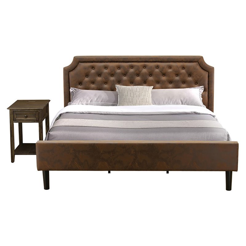 East West Furniture Granbury 2 Pieces Wood King Bedroom Set in Brown/Jacobean