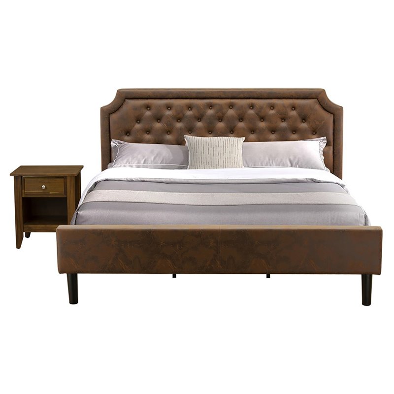 East West Furniture Granbury 2-Piece Wood King Bedroom Set in Brown & Walnut