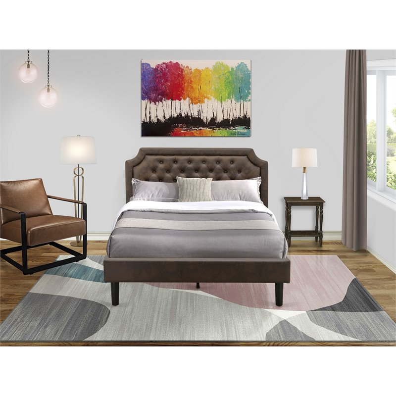 East West Furniture Granbury 2-Piece Wood Queen Bedroom Set in Dark Brown