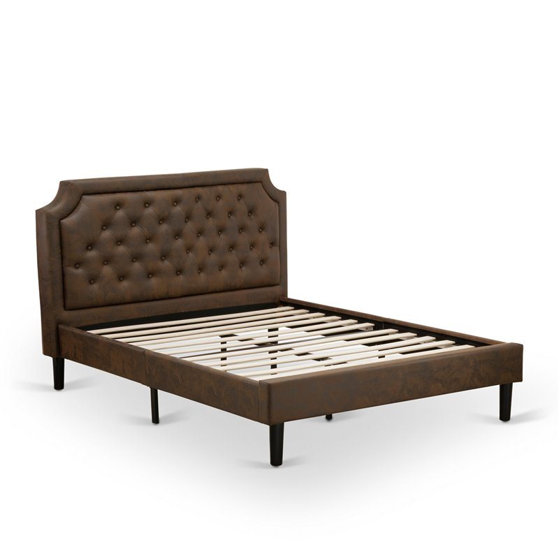 East West Furniture Granbury 2-Piece Wood Queen Bedroom Set in Dark Brown