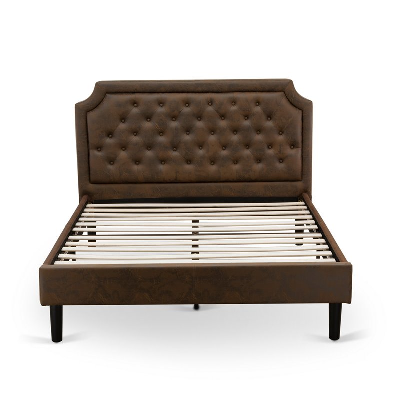 East West Furniture Granbury 2-Piece Wood Queen Bedroom Set in Dark Brown