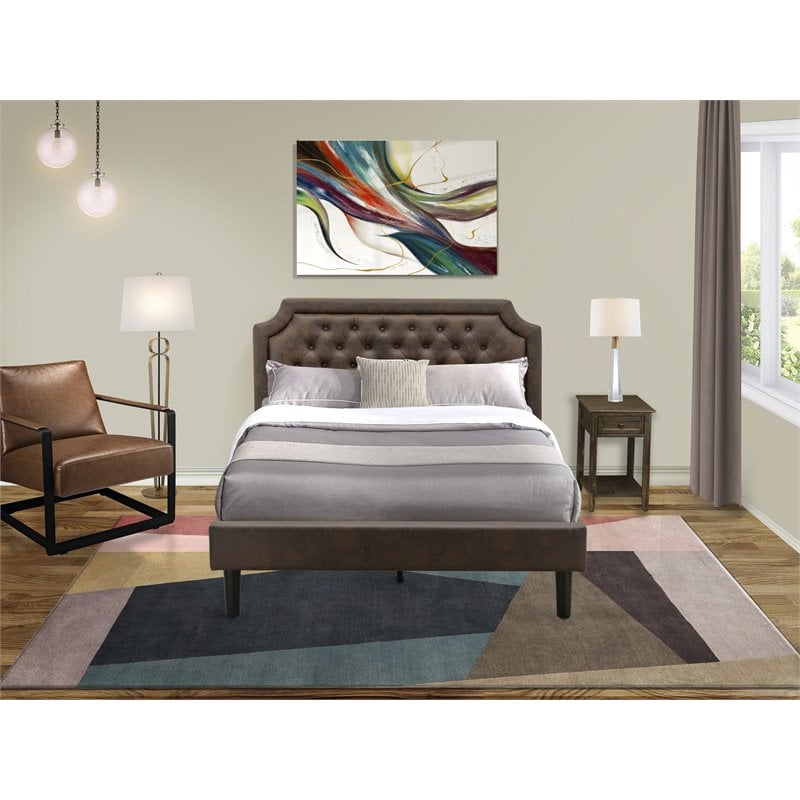 East West Furniture Granbury 2 Pieces Wood Queen Bedroom Set in Dark Brown