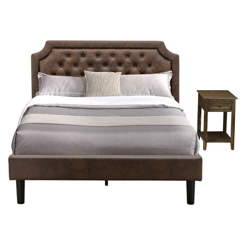 East West Furniture Granbury 2 Pieces Wood Queen Bedroom Set in Dark Brown