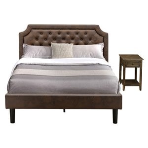 East West Furniture Granbury 2 Pieces Wood Queen Bedroom Set in Dark Brown
