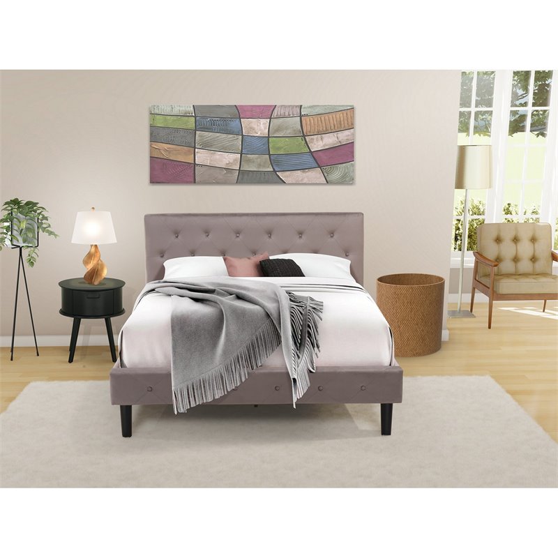 East West Furniture Nolan 2-Piece Wood Queen Bedroom Set in Taupe Brown/Black