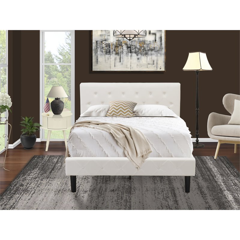 East West Furniture Nolan 2-Piece Wood Full Bedroom Set in White