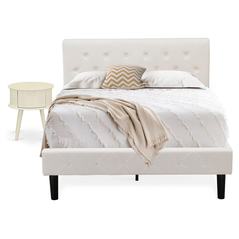 East West Furniture Nolan 2-Piece Wood Full Bedroom Set in White