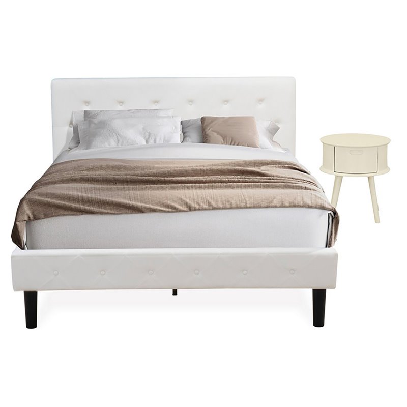 East West Furniture Nolan 2-Piece Wood Queen Bedroom Set in White