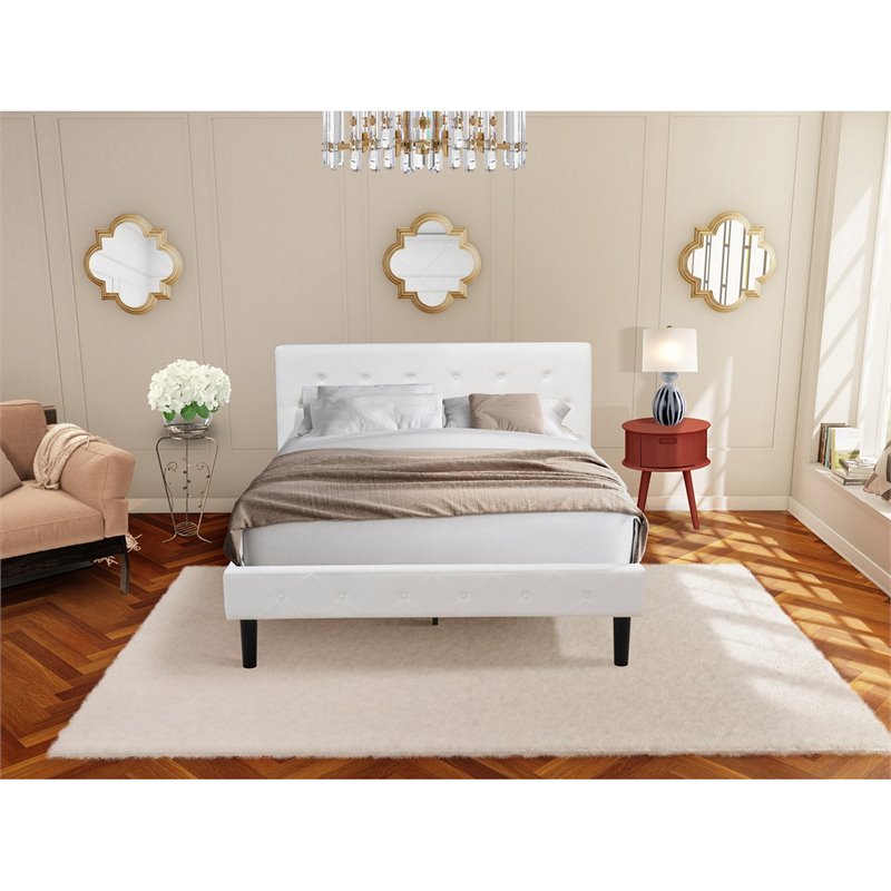 East West Furniture Nolan 2-Piece Wood Queen Bedroom Set in White/Burgundy