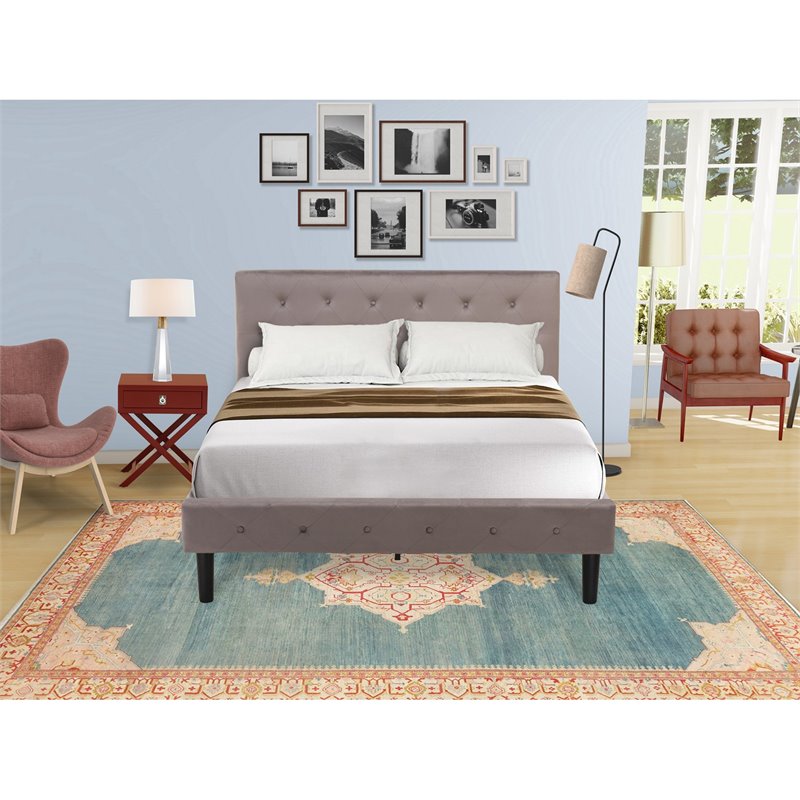 East West Furniture Nolan 2-Piece Wood Full Bedroom Set in Brown/Burgundy