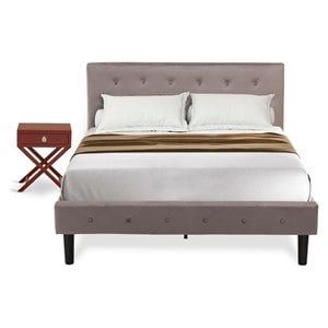East West Furniture Nolan 2-Piece Wood Full Bedroom Set in Brown/Burgundy