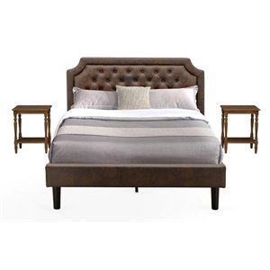 East West Furniture Granbury 3-Piece Wood Queen Bedroom Set in Dark Brown