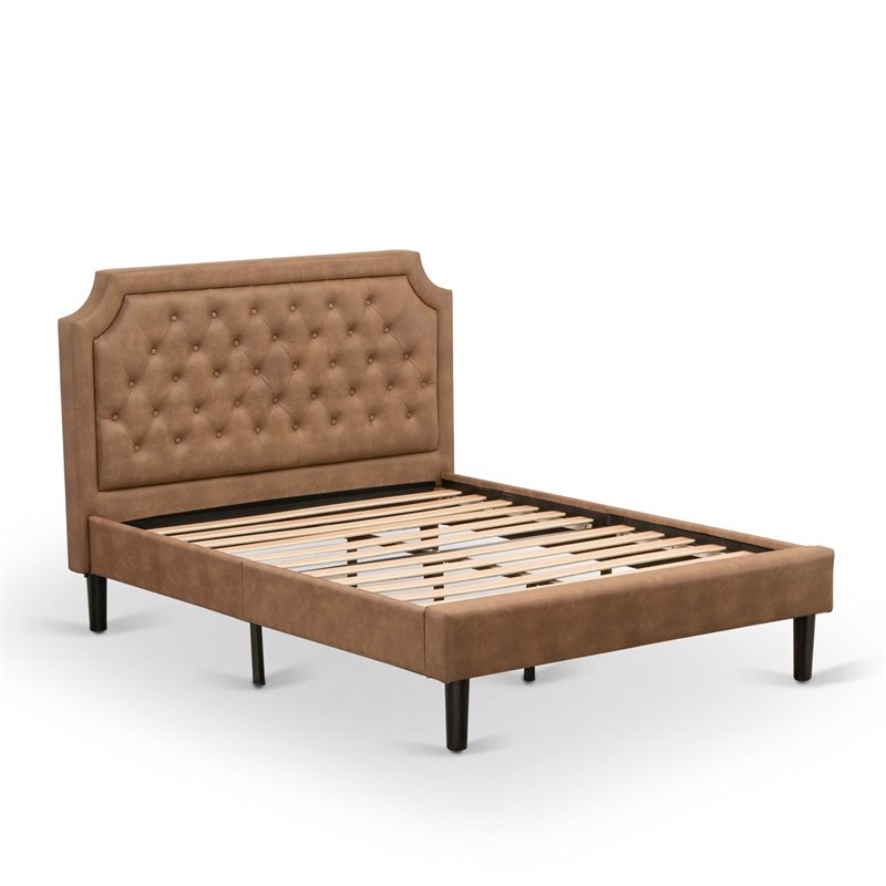 East West Furniture Granbury 2-Piece Wood Full Platform Bedroom Set in Brown