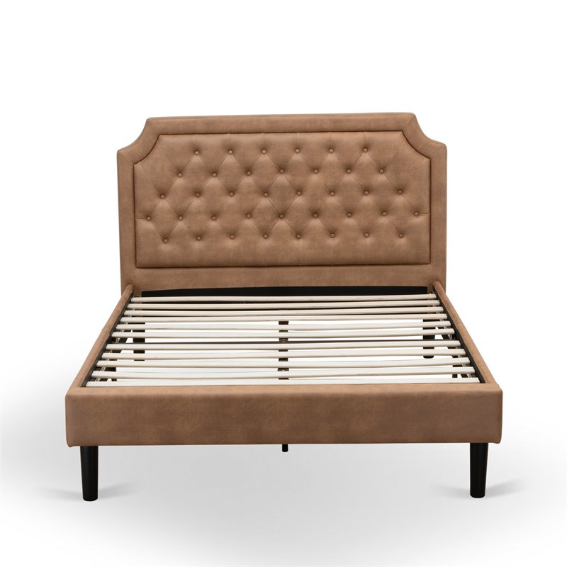 East West Furniture Granbury 2-Piece Wood Full Platform Bedroom Set in Brown