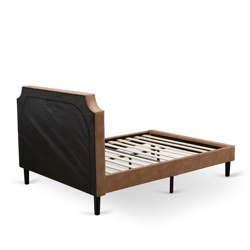 East West Furniture Granbury 2-Piece Wood Full Platform Bedroom Set in Brown