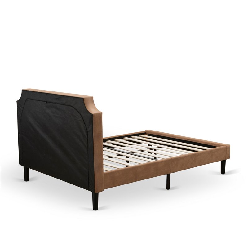 East West Furniture Granbury 3-Piece Wood Queen Platform Bedroom Set in Brown