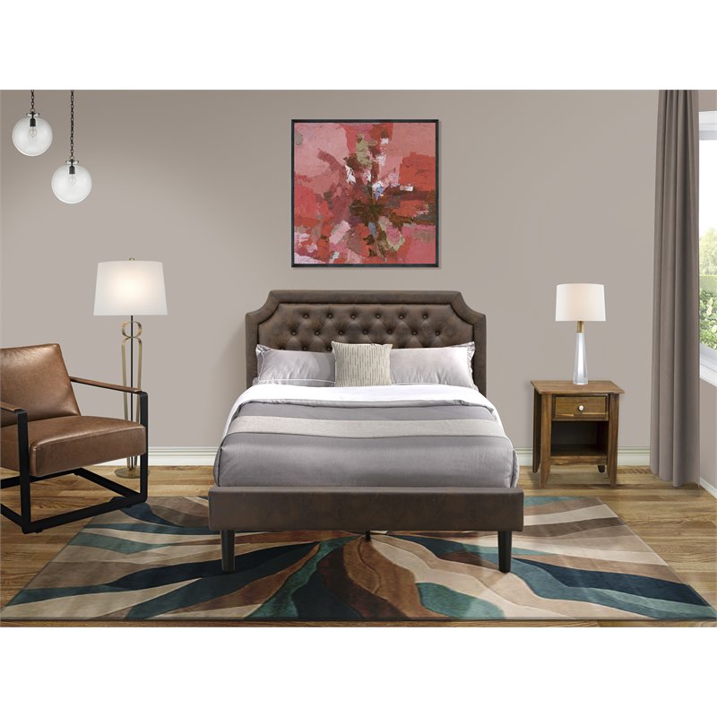 East West Furniture Granbury 2 Pieces Wood Full Bedroom Set in Brown/Walnut