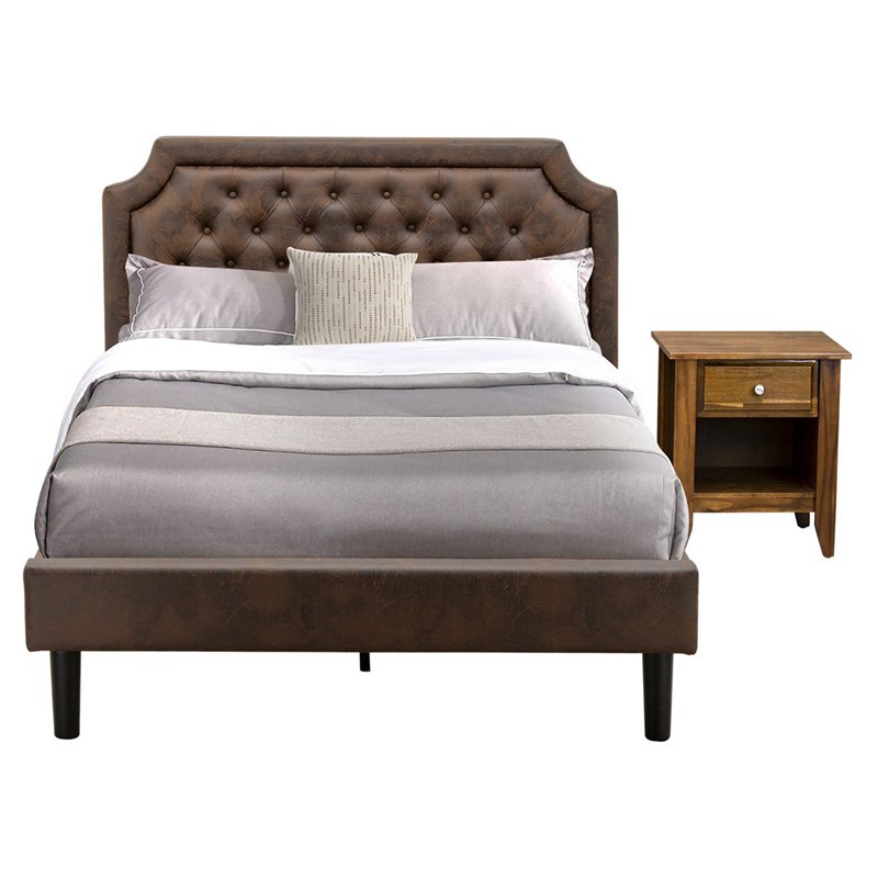 East West Furniture Granbury 2 Pieces Wood Full Bedroom Set in Brown/Walnut