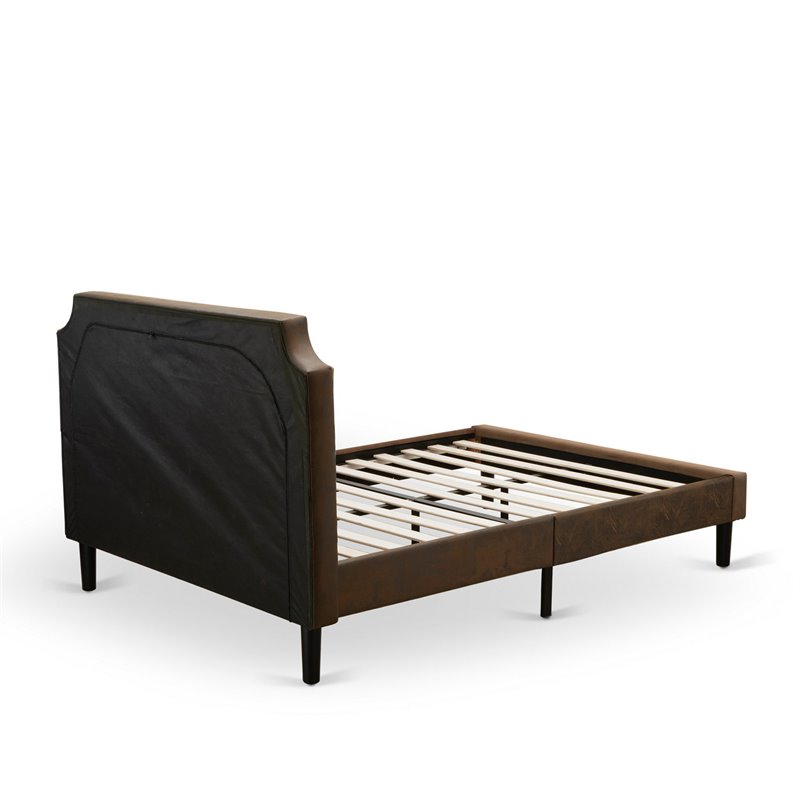 East West Furniture Granbury 2-Piece Wood Queen Bedroom Set in Brown/Jacobean