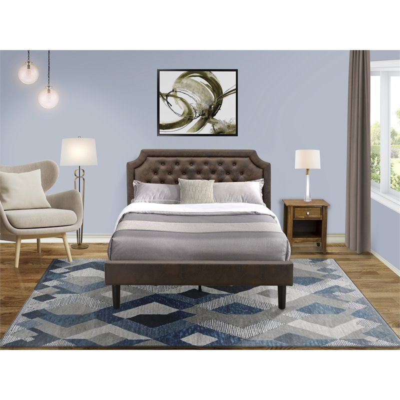 East West Furniture Granbury 2-Piece Wood Queen Bedroom Set in Brown/Walnut