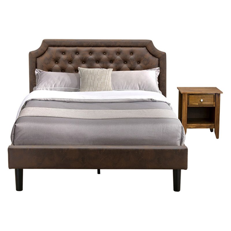 East West Furniture Granbury 2-Piece Wood Queen Bedroom Set in Brown/Walnut