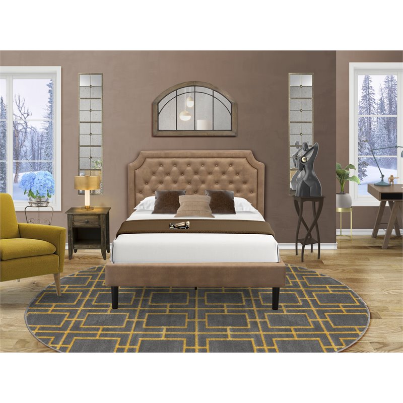 East West Furniture Granbury 2-Piece Wood Full Bedroom Set in Brown/Jacobean