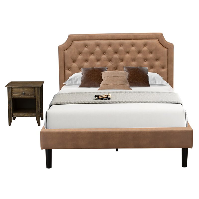East West Furniture Granbury 2-Piece Wood Full Bedroom Set in Brown/Jacobean