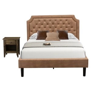 East West Furniture Granbury 2-Piece Wood Full Bedroom Set in Brown/Jacobean
