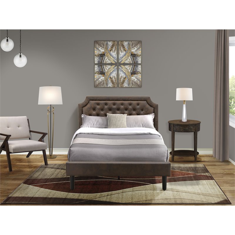 East West Furniture Granbury 2 Pieces Wooden Full Bedroom Set in Brown/Jacobean