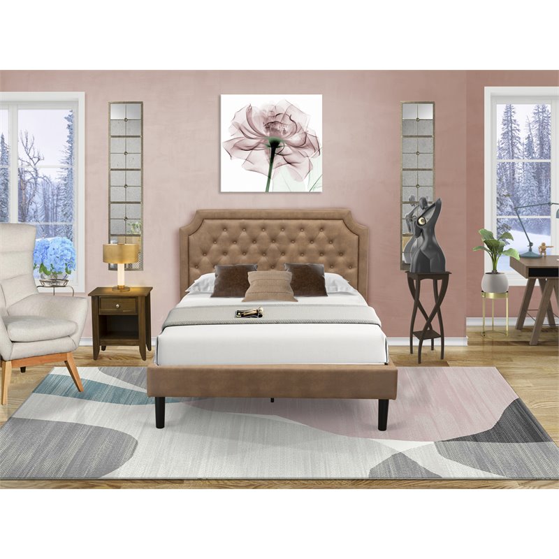 East West Furniture Granbury 2-Piece Wood Full Bedroom Set in Brown/Walnut