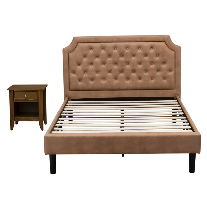 East West Furniture Granbury 2-Piece Wood Full Bedroom Set in Brown/Walnut