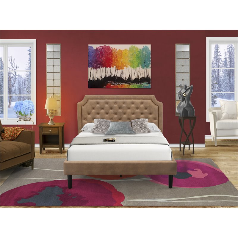 East West Furniture Granbury 2-Piece Wooden Queen Bedroom Set in Brown/Walnut